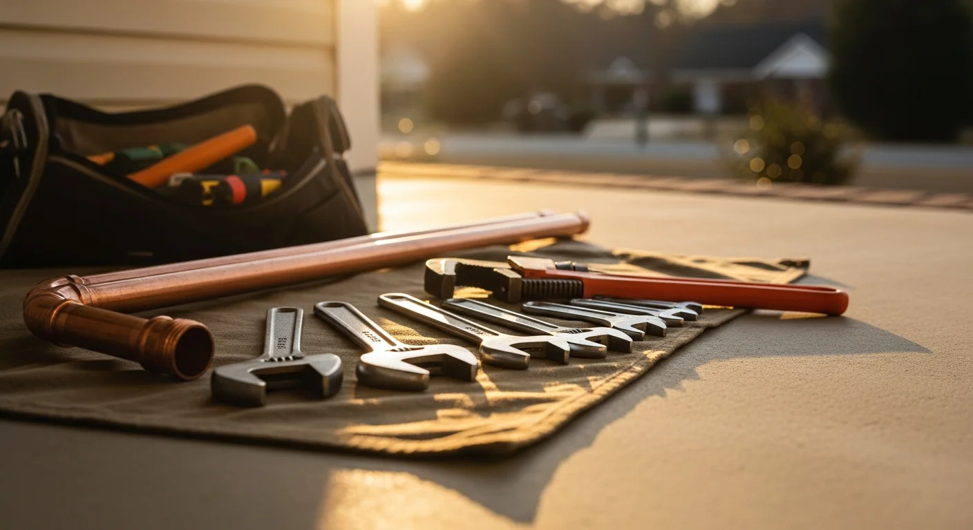 Technician performing home maintenance inspection