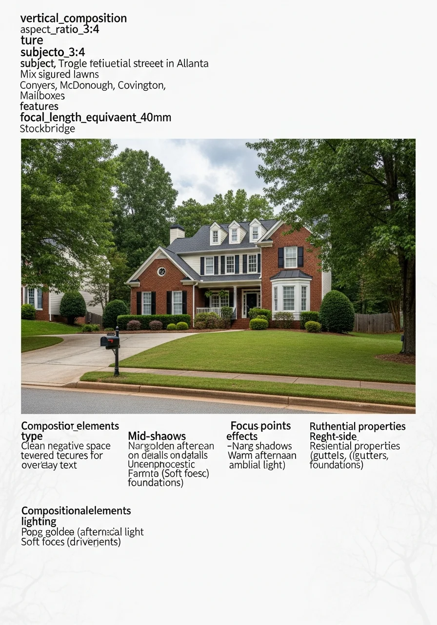 Street-level view of diverse Atlanta-area homes representing typical residential properties across the metro region.